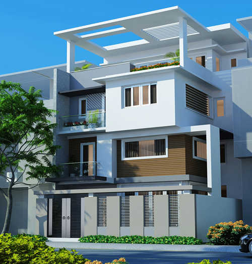 Phong cách biệt thự hiện đại đơn giản với chi phí thấp hơn.